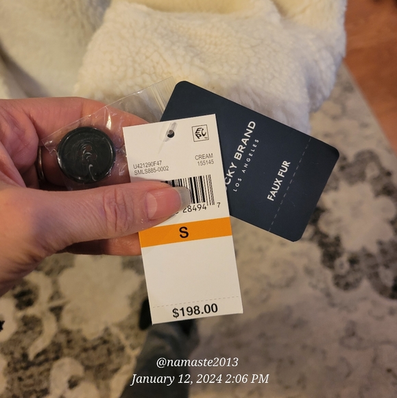 Lucky Brand FAUX FUR Long Sleeve Button Up Coat Designer #691 - Picture 13 of 14